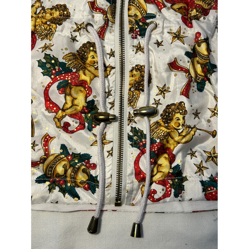 LAVON Vintage Cherub Christmas Tracksuit Jacket White Shiny‎ Polyester Size M - Picture 4 of 16